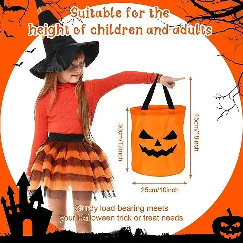 LED Glowing Pumpkin Candy Bag Reusable Halloween Christmas Treat