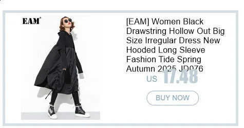 EAM Yellow Irregular Midi Sweatshirt New Hooded Drawstring Long Sleeve Women Big Size Fashion Tide Spring Autumn 2026 1DH3876