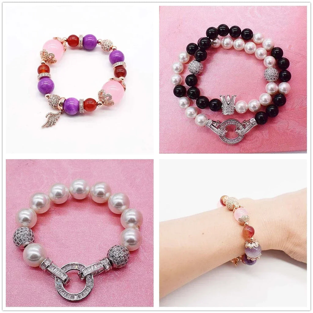 Beads for Jewelry Making Gold Silver Color Accessories Paved