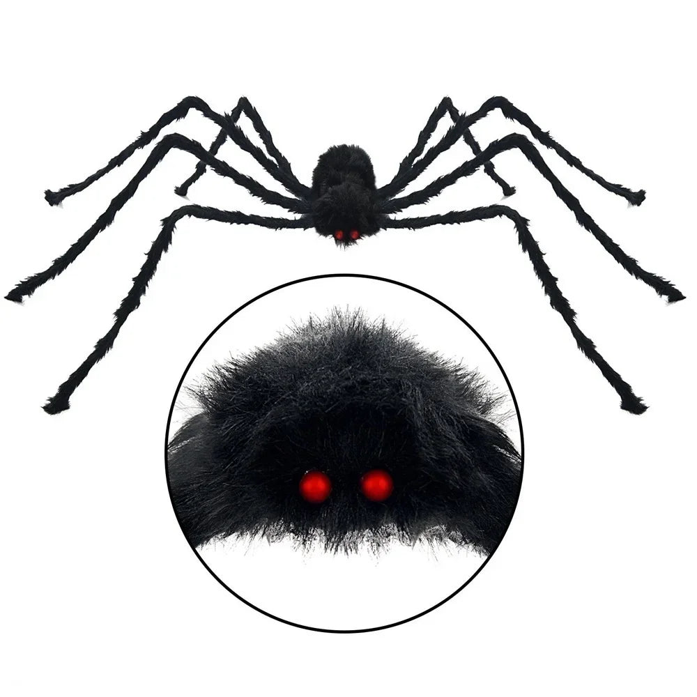 30cm/50cm/75cm/90cm/125cm/150cm/200cm Halloween Giant Black Spider Decoration Haunted House Prop Indoor Outdoor Decor