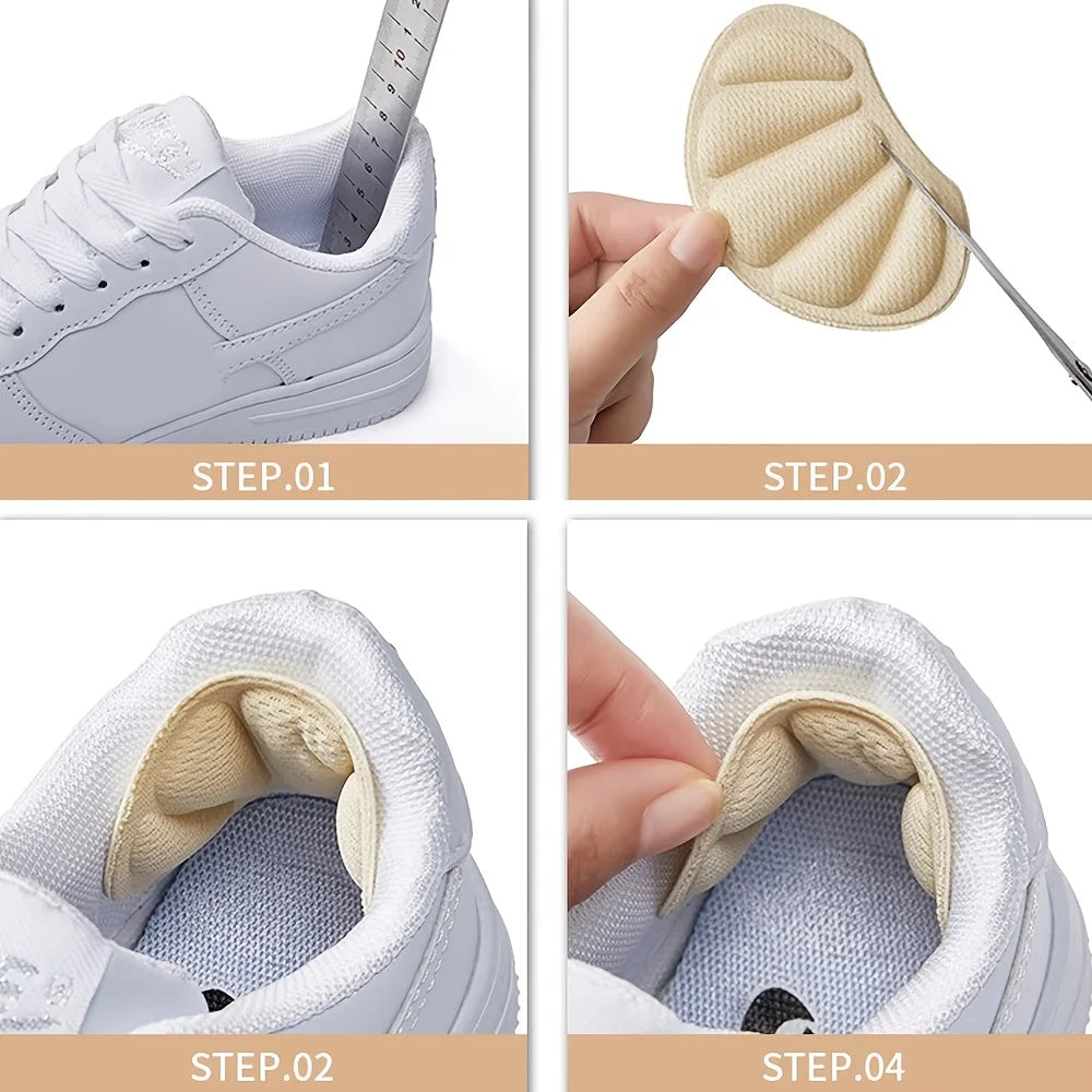 8-Piece Heel Pads, Self-Adhesive Anti-Slip Protective Pads - Thick, Non-Slip, Shock-Absorbing Insoles That Enhance Shoe Comfort, Prevent Chafing and Slipping Off, Suitable for Casual Shoes, Sneakers, and White Shoes, Shoe Siz