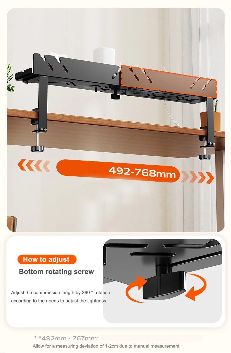 New Multi Functional Shelf Desk Under Table Hanging Metal Cable Holder Kitchen Organizer No-Drill Standing Desk Organizer