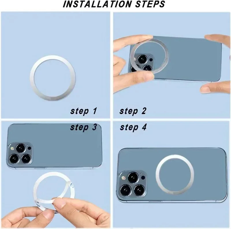 VIKEFON Magnetic Metal Plate Sticker Rings For Wireless Charger Magnet Car Mobile Phone Holder Iron Sheet For iPhone 16 15 14 13