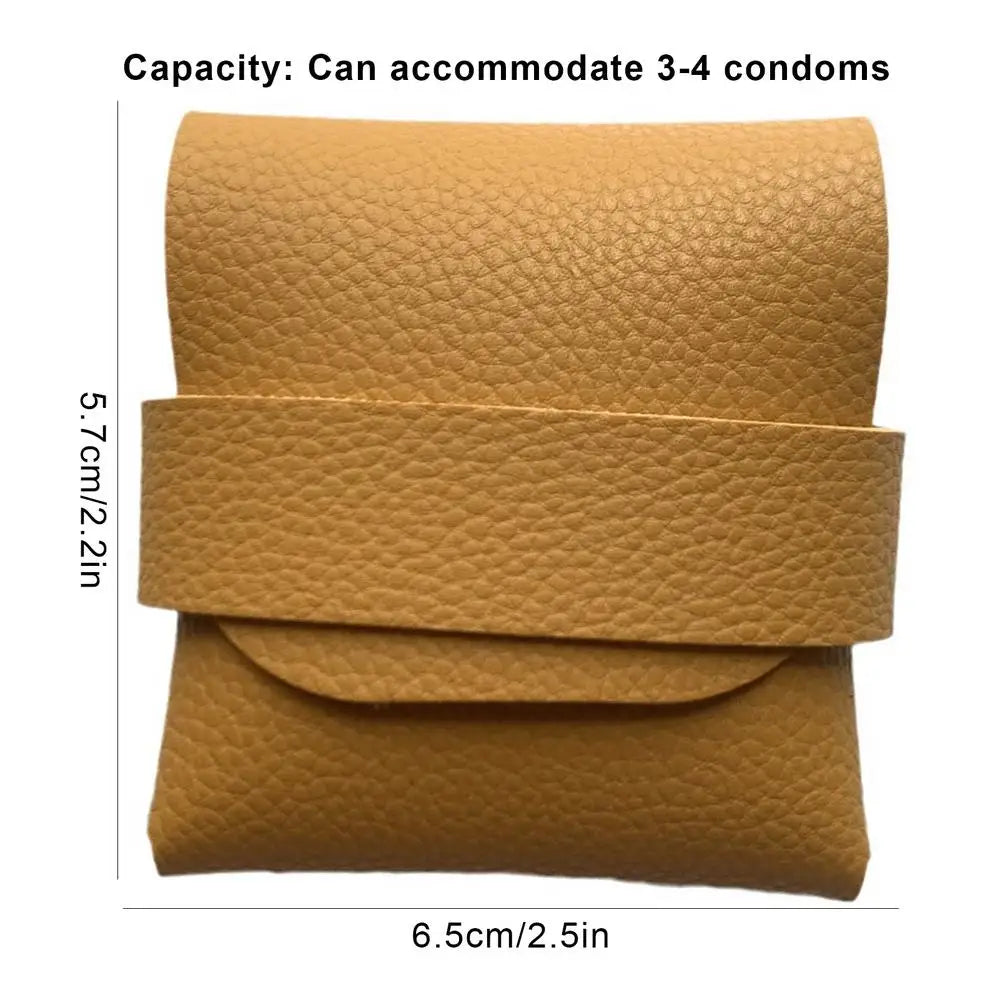 Condom Holder Elegant PU Leather Small Purse Discreet Pocket/Purse/Travel Carrying Case Securely Holds And Protects 3-4 Condoms