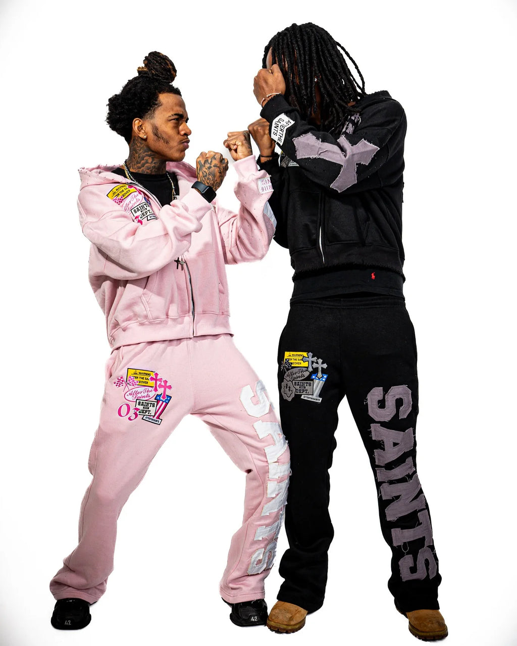 American Vintage Pink Hooded Zip Up Sweatshirt Set Side Letter Print Streetwear Hip Hop Fashion Casual Set Women's Streetwear