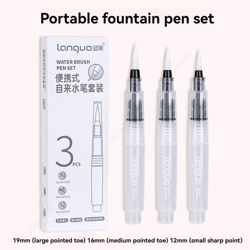Set Refillable Water Brush Ink Pen For Water Color