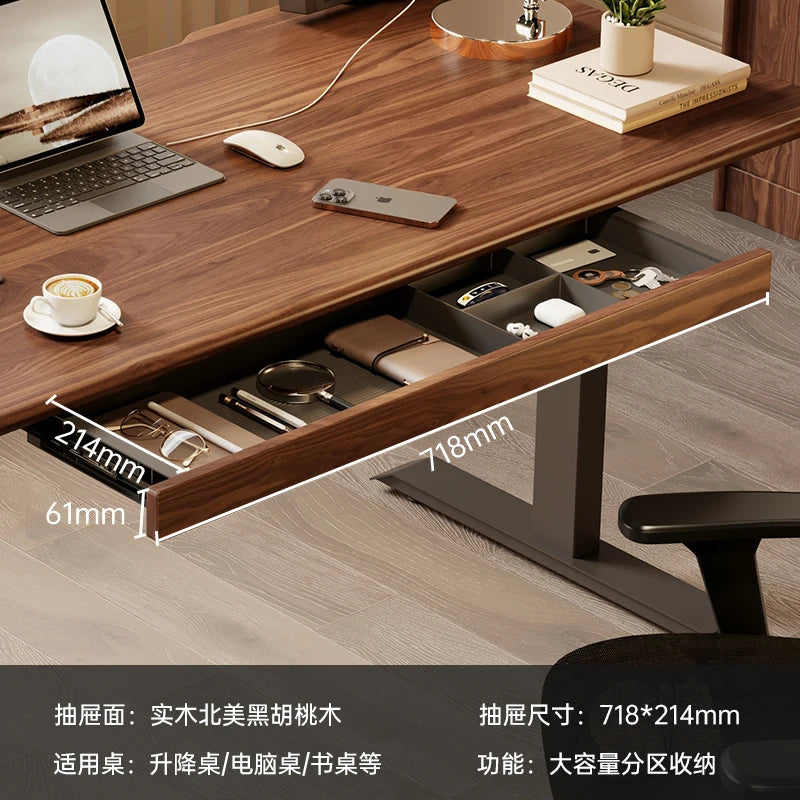 Under Desk Drawer Organizer Black Walnut Wood Standing Storage Shelf Office Desk Accessory Hidden Computer Desk Organizer