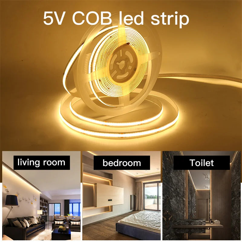5V USB LED Strip Light COB Hand Sweep Sensor LED Lights COB Strip