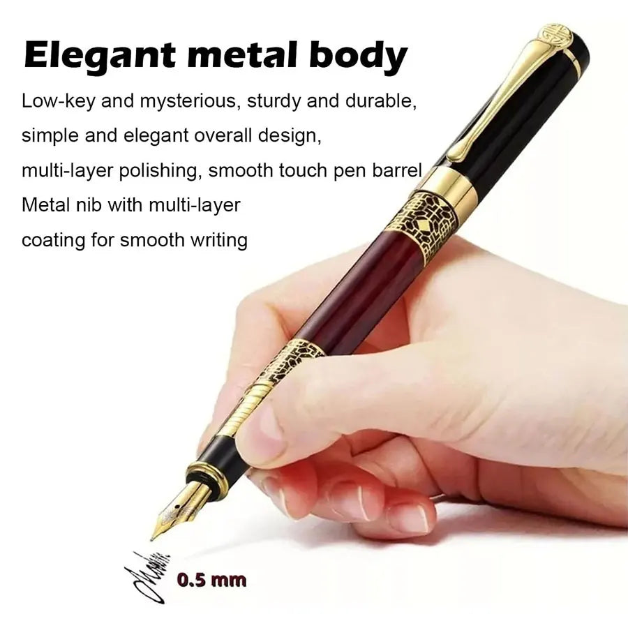 1-100Pcs/Set Retro Metal Fountain Pen Replaceable Ink Elegant Gift