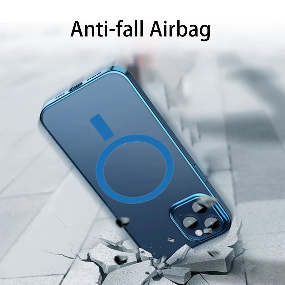Luxury Plating Silicone Magnet Case For iPhone 14 13 12 11 Pro Max 12 13Mini Wireless Charger Magsafing Electroplate Soft Covers