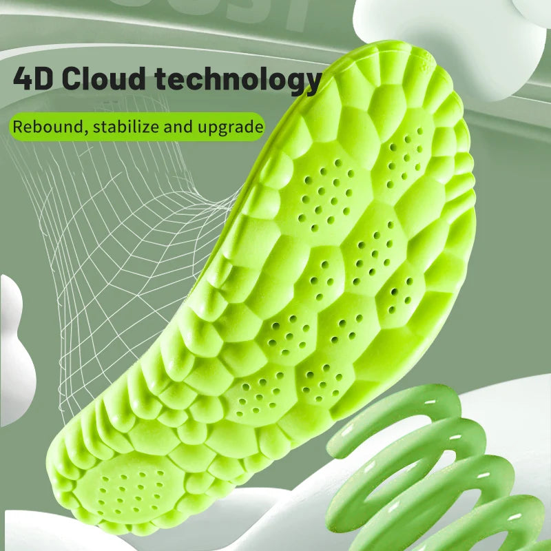 Sport Insoles 4D Latex Super Soft High Elasticity Shoe Pads Anti-pain Deodorant Cushion Arch Support Running Insoles Foot Insole