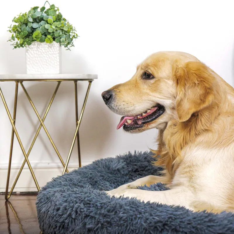 40cm-100cm Round Pet Bed for Large Dog Bed Super Soft Cat Bed Long Plush Dog House for Medium Dog House Winter Warm Sleeping