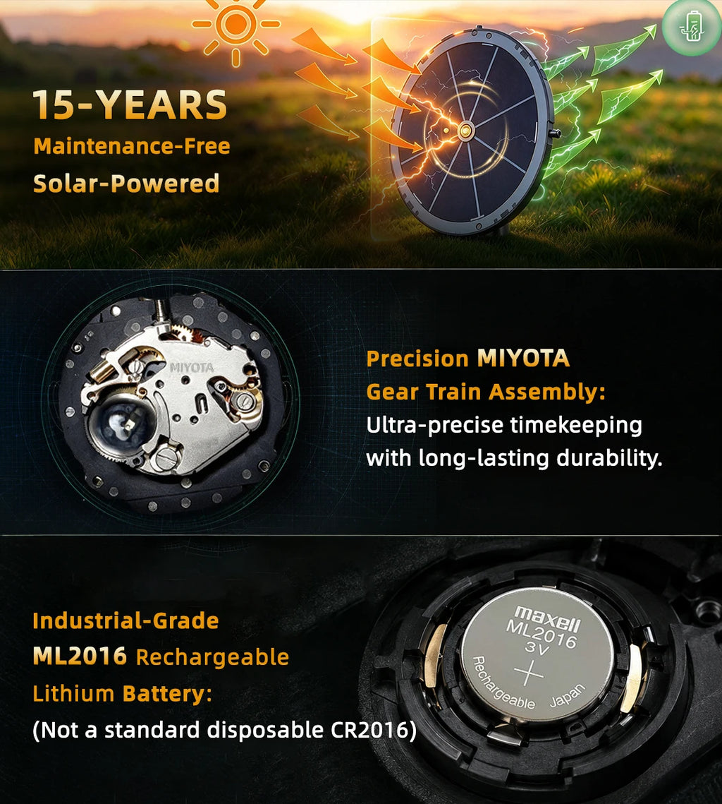 North EDGE Abyss Men Solar Powered Diving Quartz Luxury