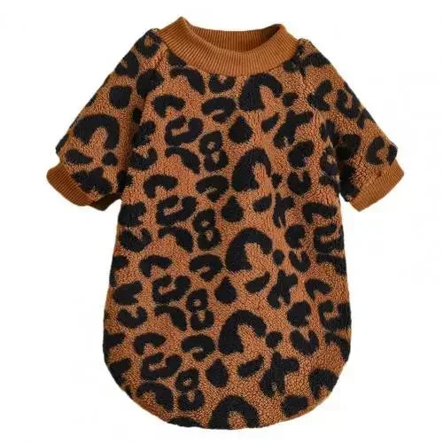 Puppy Pullover Dogs Pet Sweater Winter Leopard Print French Bulldog Winter Warm Sweater Pet Apparel Dog Clothing Kurtka Dla Psa