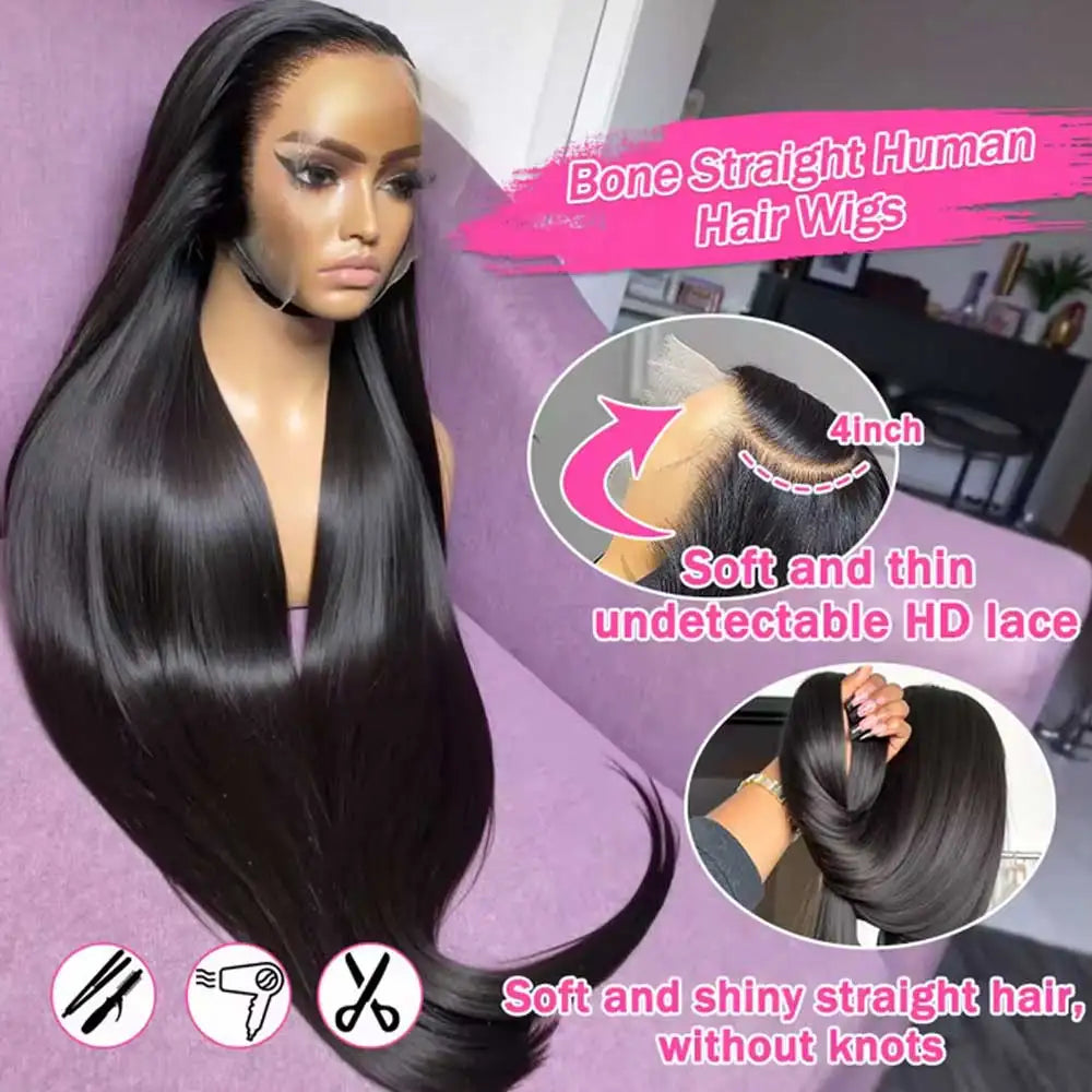 Glueless Straight Human Hair Lace Front Wig