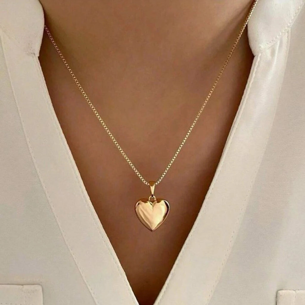 Minimalist Puffy Heart Jewelry Set Rose Gold
