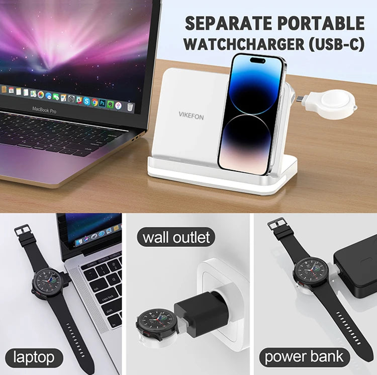 6 In 1 Wireless Charger Stand For iPhone Samsung S23 S22 Ultra Note Fold Galaxy Watch 5 4 Active Buds Fast Charging Dock Station