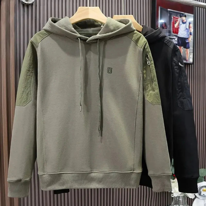 Loose Men's Hooded Sweatshirt Solid Black No Brand Cheap Simple Warm Male Hoodie Funny Overfit Sweat Shirt Tops High Quality Emo