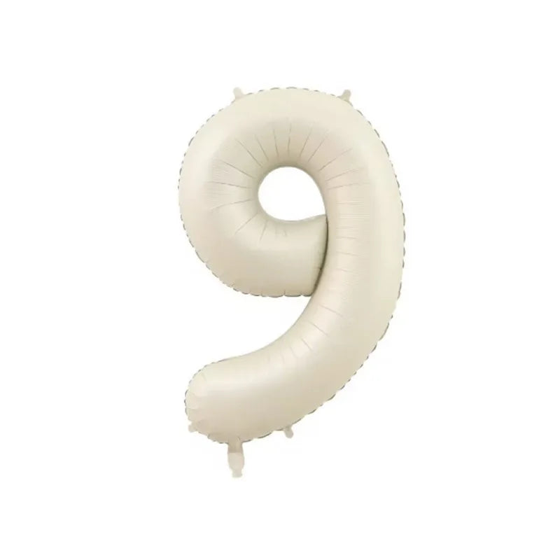10/5/1Pc Brown Beige Cream 18inch Heart Balloons Cream Number Balloons 1 2 3 4 5 6 Birthday Number Foil Balloon Helium Air Globo