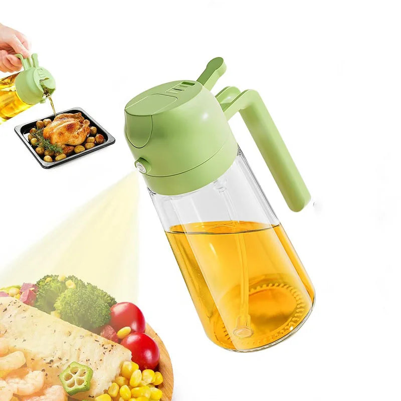 2 in1 Oil Spray Bottle For Kitchen Barbecue Cooking Olive Oil Dispenser Oil Jar Baking Vinegar Soy Sauce Spray Container Plastic