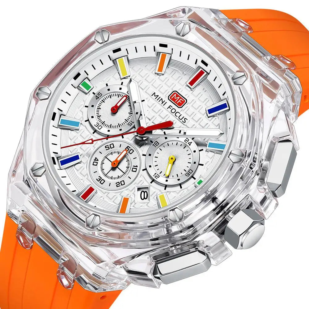 MINI Focus Men's Ultra-light Octagonal Quartz Watch Transparent
