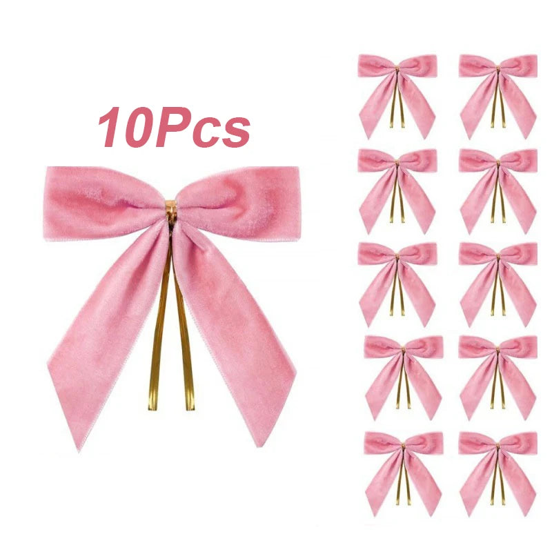 10/20Pcs Velvet Bows For Christmas Tree Decor Wreath Garland Velvet Bow With Twist Tie Christmas Velvet Bows Christmas Holiday