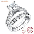 Newshe 2 Pcs GRA Certified Moissanite Princess Cut Wedding