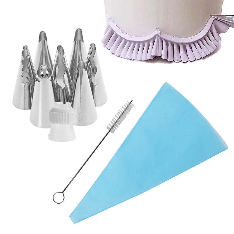 8/10pcs Russian Piping Tips Set Icing Piping Nozzles Reusable Frosting Pastry Bags Fondant Smoother Cake Baking Decorator Tool