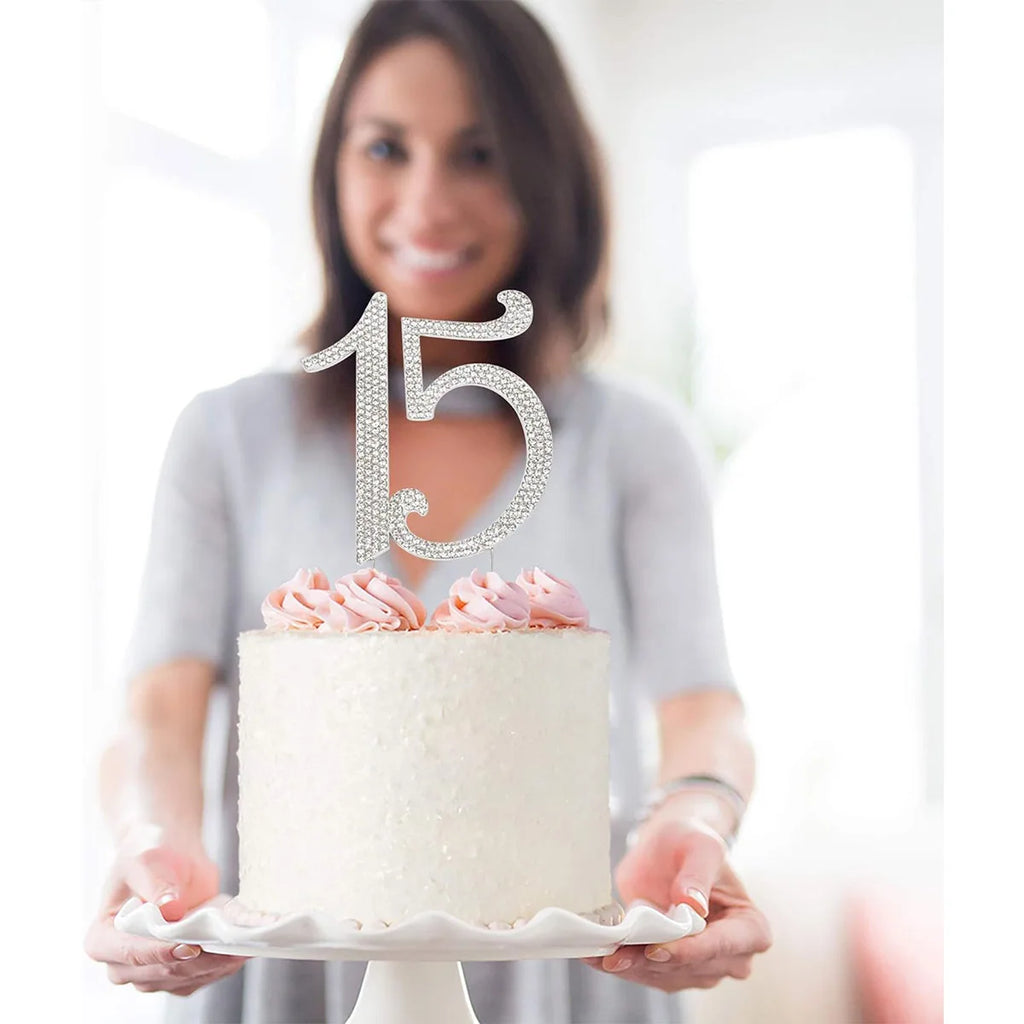 25 Cake Topper Sparkly Crystal Rhinestones Cake Topper Cake Decoration for 25th Birthday Party or or 25th Wedding Anniversary
