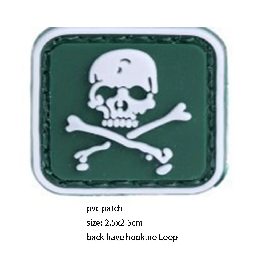 New Design Creative Pirate Captain Jack Soft PVC Armband Glow-in-the Dark Skull Tactical Morale Backpack Patches for Clothing