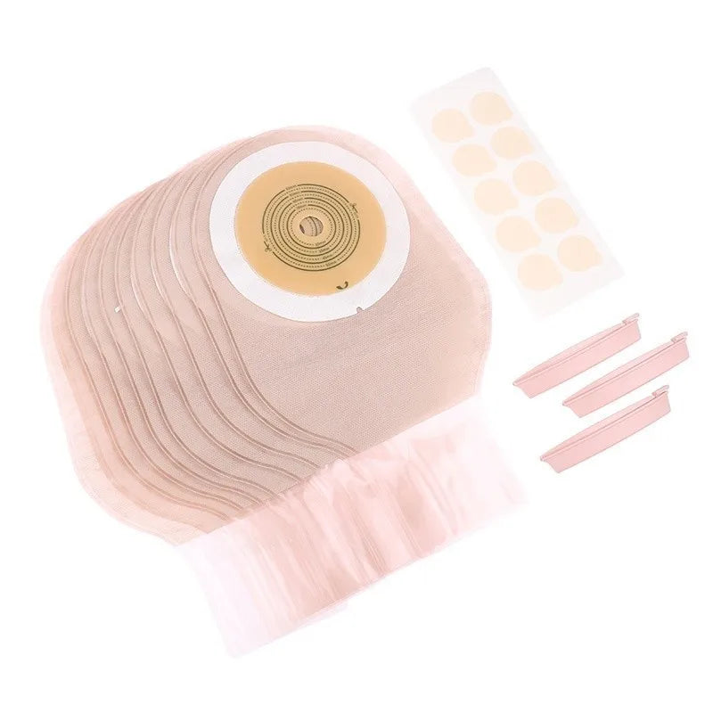 10pcs Disposable Colostomy Bag with Clip Set Stoma Drainage Bag