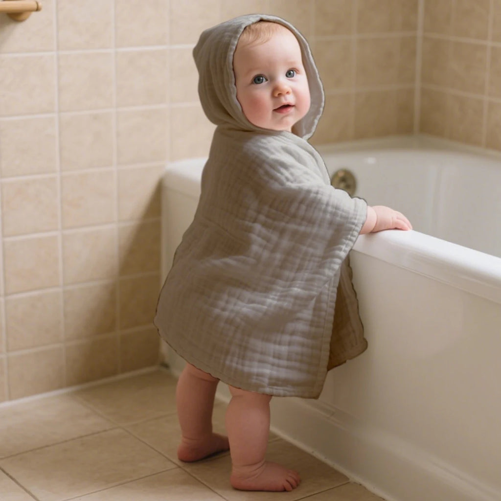 Elinfant 1PC Solid Color Absorbent Baby Hooded Towel 100% Cotton
