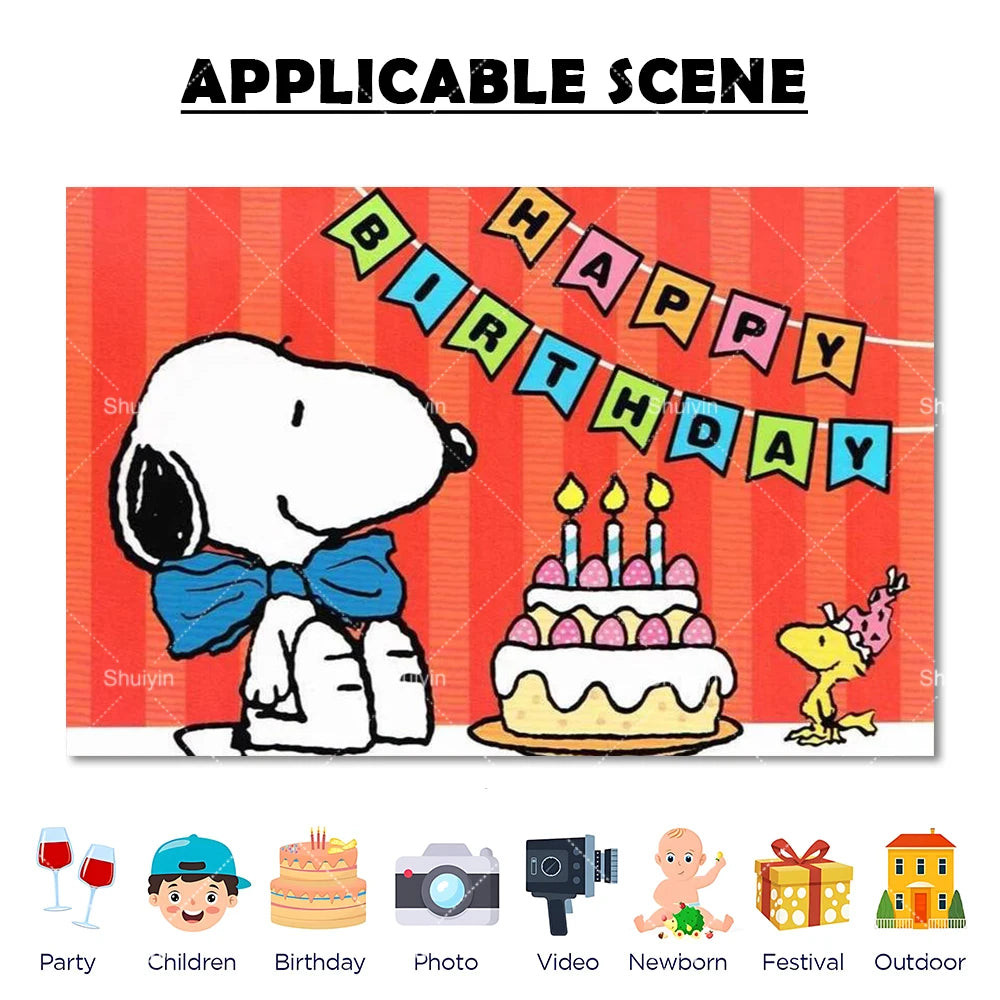 Cartoon Dog Snoopys Backdrop Kids Birthday Decorations Party Supplies