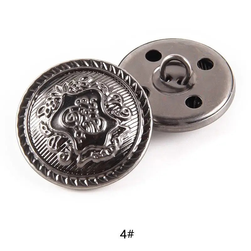 10pcs 15/20/25mm Metal Vintage Coat Suit Uniform Button Retro Copper Buttons Round Shank button DIY Sewing Ornaments