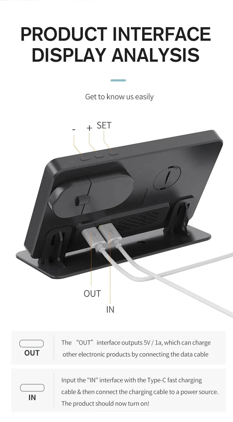 3 in 1 Wireless Charger For Apple Samsung Galaxy Watch 6 5 Pro S24 S23 S22 Fast Charging Station Alarm Clock Phone Charger Stand