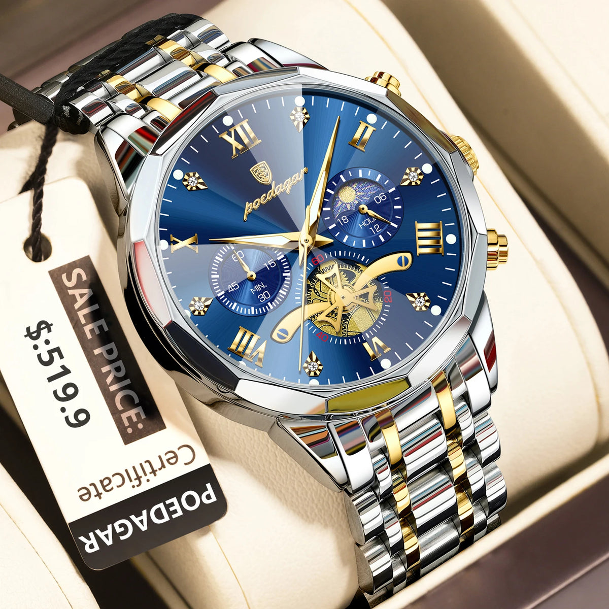 POEDAGAR Luxury Men Watch Top Waterproof Luminous Chronograph Man