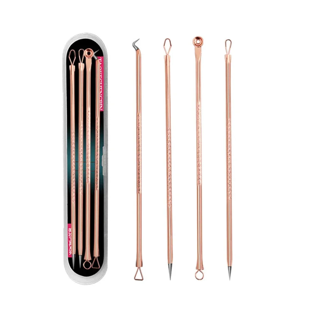 4PCS Acne Blackhead Comedone Black Spot Pimple Blemish Remover Skin Care Women Beauty Acne Treatment Pore Cleanser Needle Hook