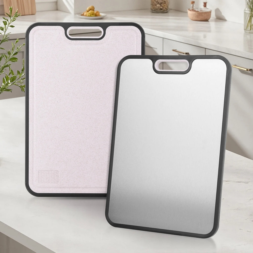 Double Sided Titanium Cutting Board for Kitchen Cutting Board for Double Sided Food Grade Pure Titanium Wheat Straw PP Easy to C
