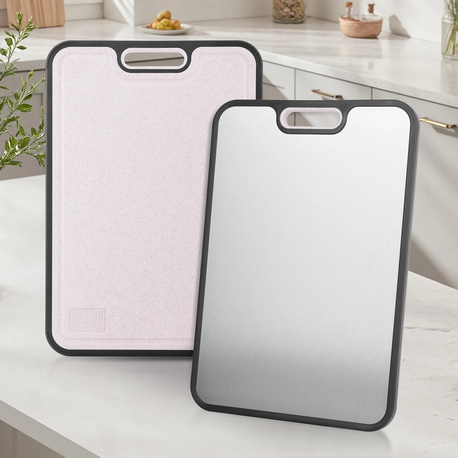 Double Sided Titanium Cutting Board for Kitchen Cutting Board for Double Sided Food Grade Pure Titanium Wheat Straw PP Easy to C