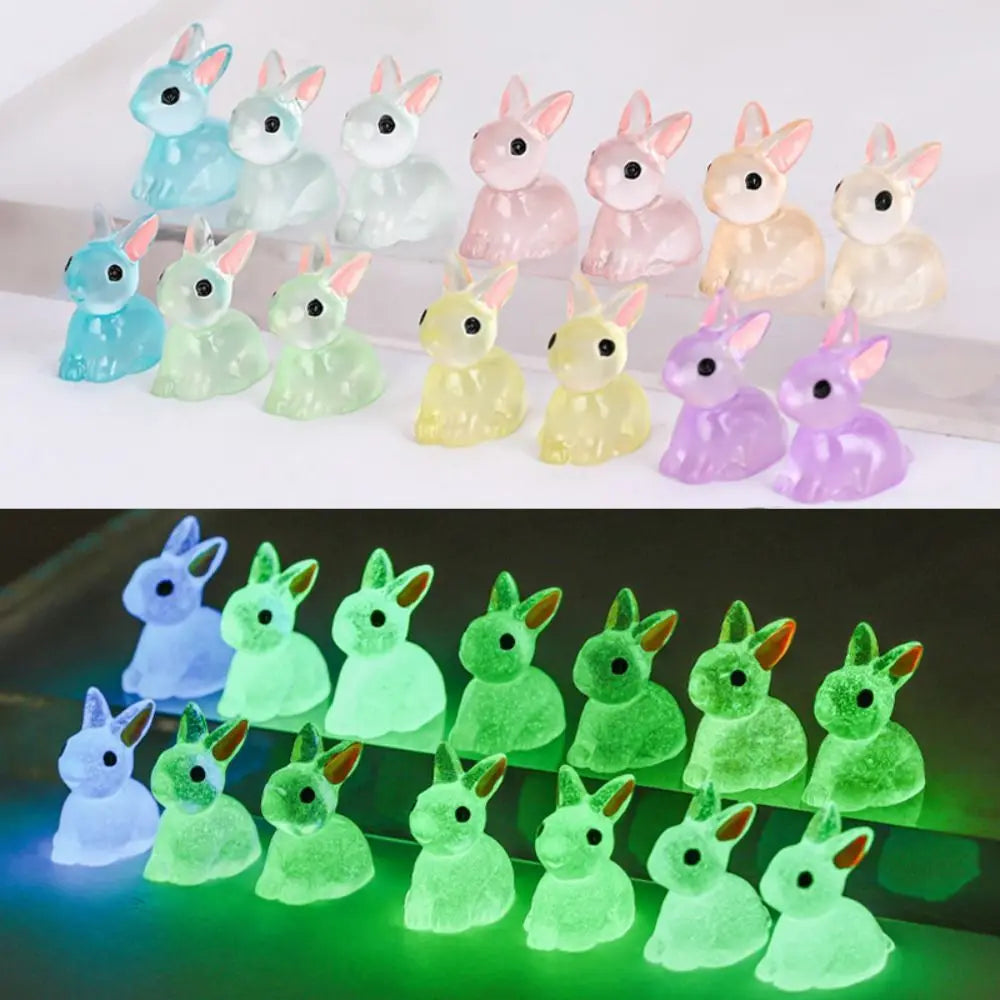 1PC DIY Cute Luminous Bunnies Microlandscape Gardening New Mini Rabbit Ornaments Home Decor Fairy Miniature Figurines