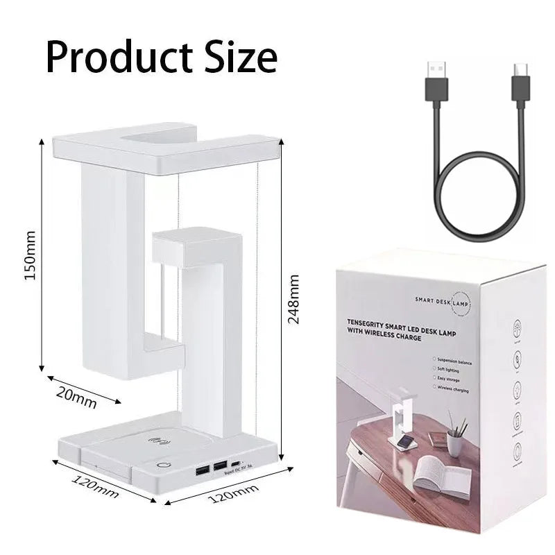 INS LED Night Light Anti-Gravity Physics Balance Suspension Table Desk Lamp Phone Wireless Charger Home Decor Bedside Lighting