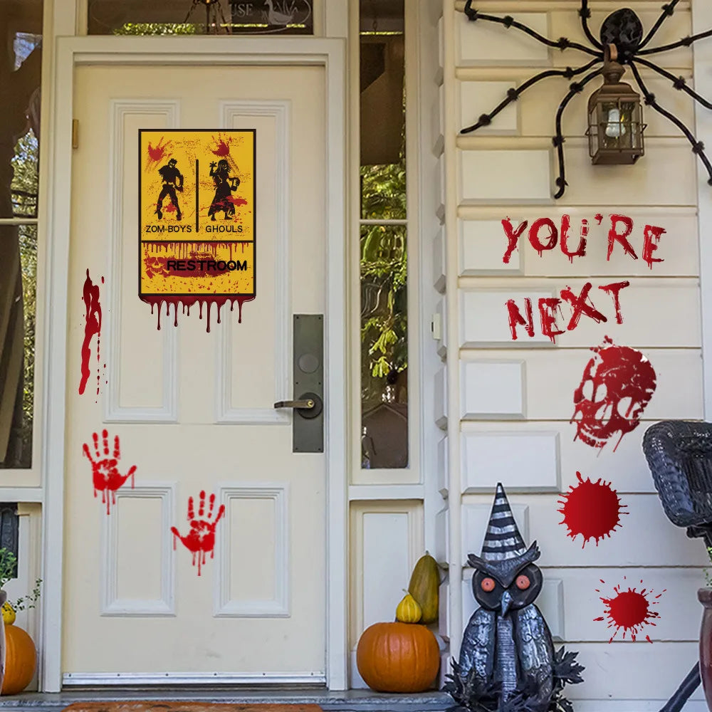Bloody Handprint & Skull Halloween Stickers