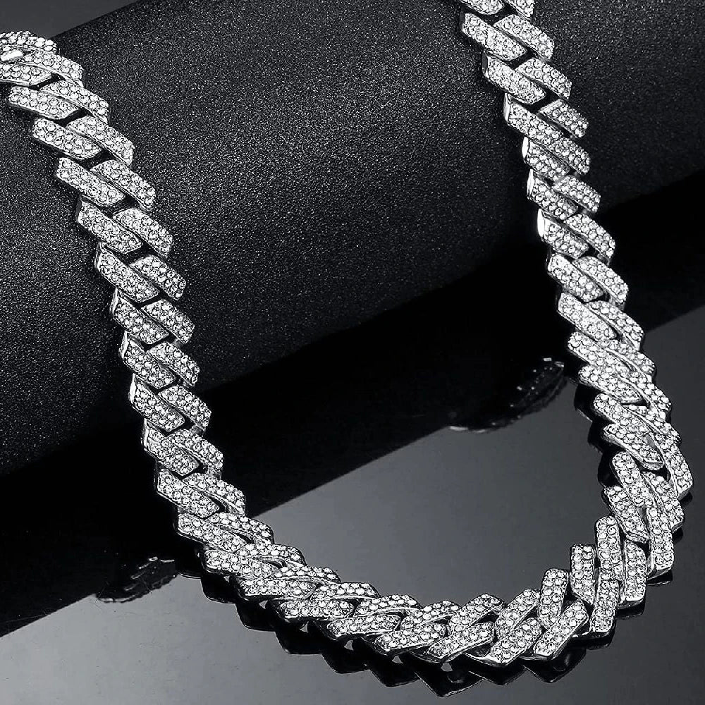 Iced Out Miami-Style Cuban Link Decorative Necklace