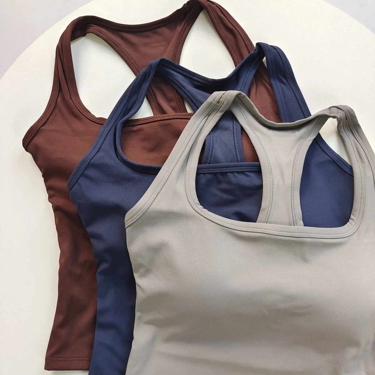 Women's Square Neck Racerback Sports Bra Fixed Pads Shockproof