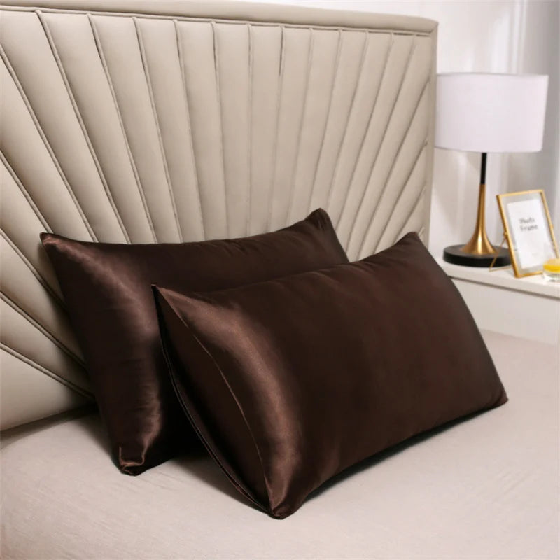 2PCS Pillowcase 100% Silk Pillow Cover Silky Satin Hair Beauty Pillow case Comfortable Pillow Case Home Decor wholesale 51*76CM
