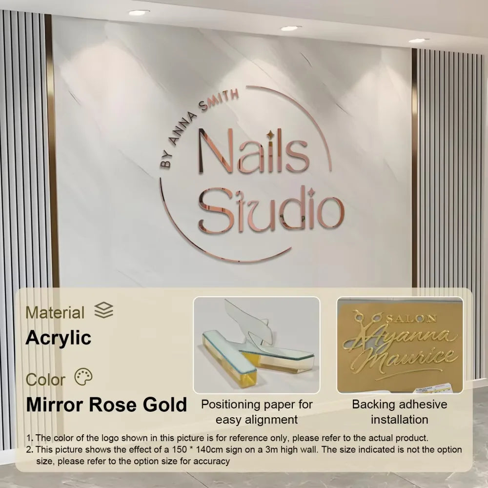 Customized 3D Business Logo Sign Laser Cut Acrylic Wall Mounted Name Sign Beauty Salon/Office/Shop/Home/Dental/SPA Decor