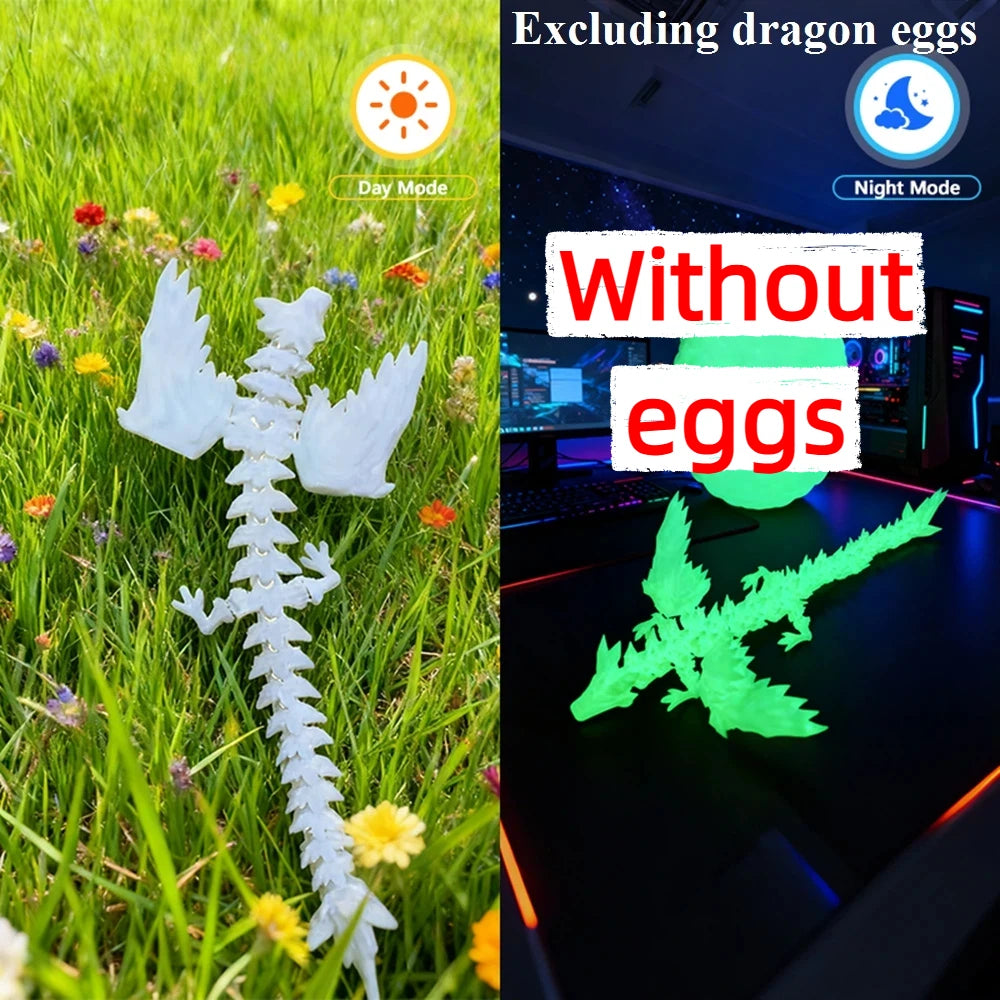 3D Printed Dragon Colorful Gem Dragon Figurines Movable Joint Rotatable Articulated Dragon Crafts Desktop Western Action Figure