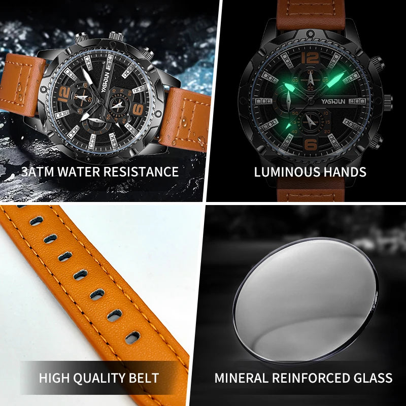 Reloj Hombre Fashion Men Watches Casual Leather Strap Quartz