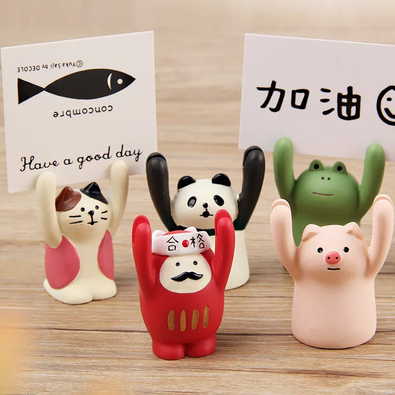 Cute Cartoon Memo Clips Kawaii Card Holder Message Note Photocards Holder Stand Desk Organizer Korean Stationery Office Supplies