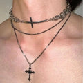 Personalized Punk Star Heart Cross Chain Double Layer Necklace for